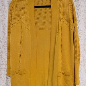 Anne Klein Yellow Open-Front Cardigan